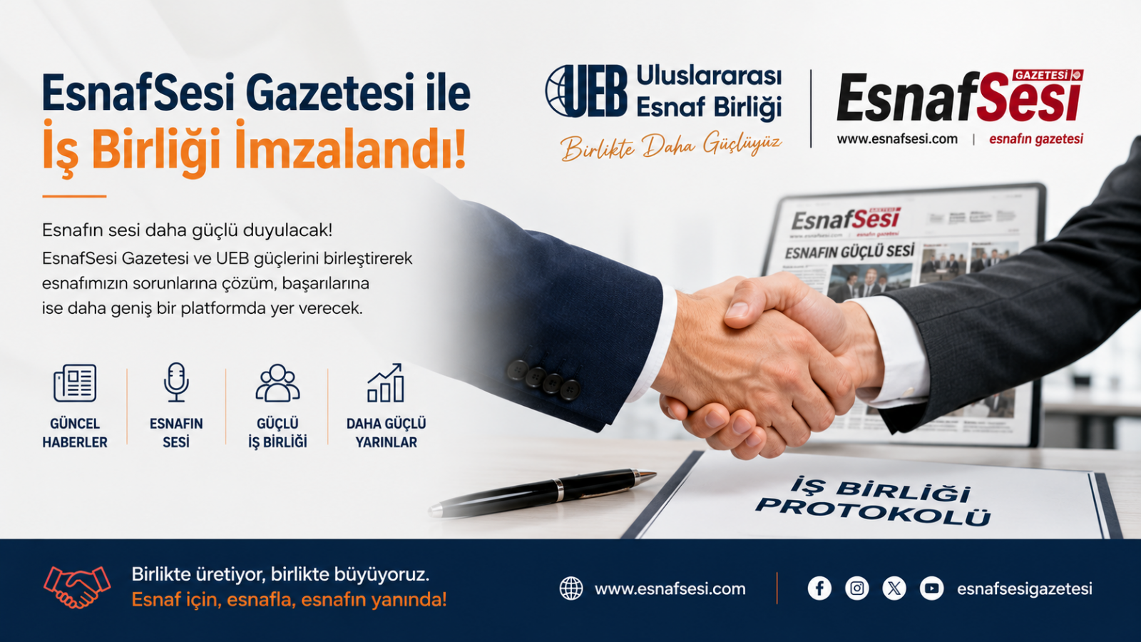 UEB İzmir ile EsnafSesi Gazetesi Arasında İş Birliği Anlaşması İmzalandı